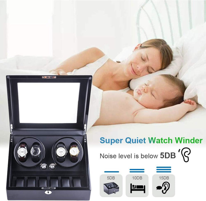XTELARY Automatischer Uhrenbeweger für 8 Uhren mit 9 flexiblen Aufbewahrungsfächern, Uhrenbeweger me