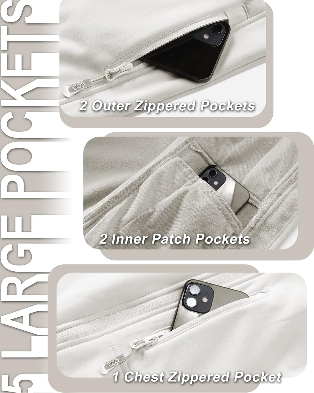 33,000ft Damen Softshell Westen mit Abnehmbare Kapuze Fleece Gefütterte Ärmellose Jacke Wasserdichte