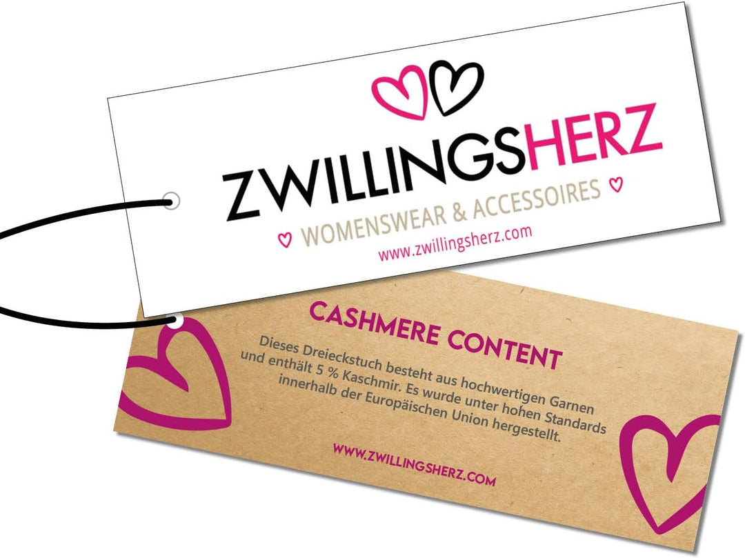 Zwillingsherz Dreieckstuch mit Kaschmir - Hochwertiger Schal im Uni Design für Damen Jungen und Mädc