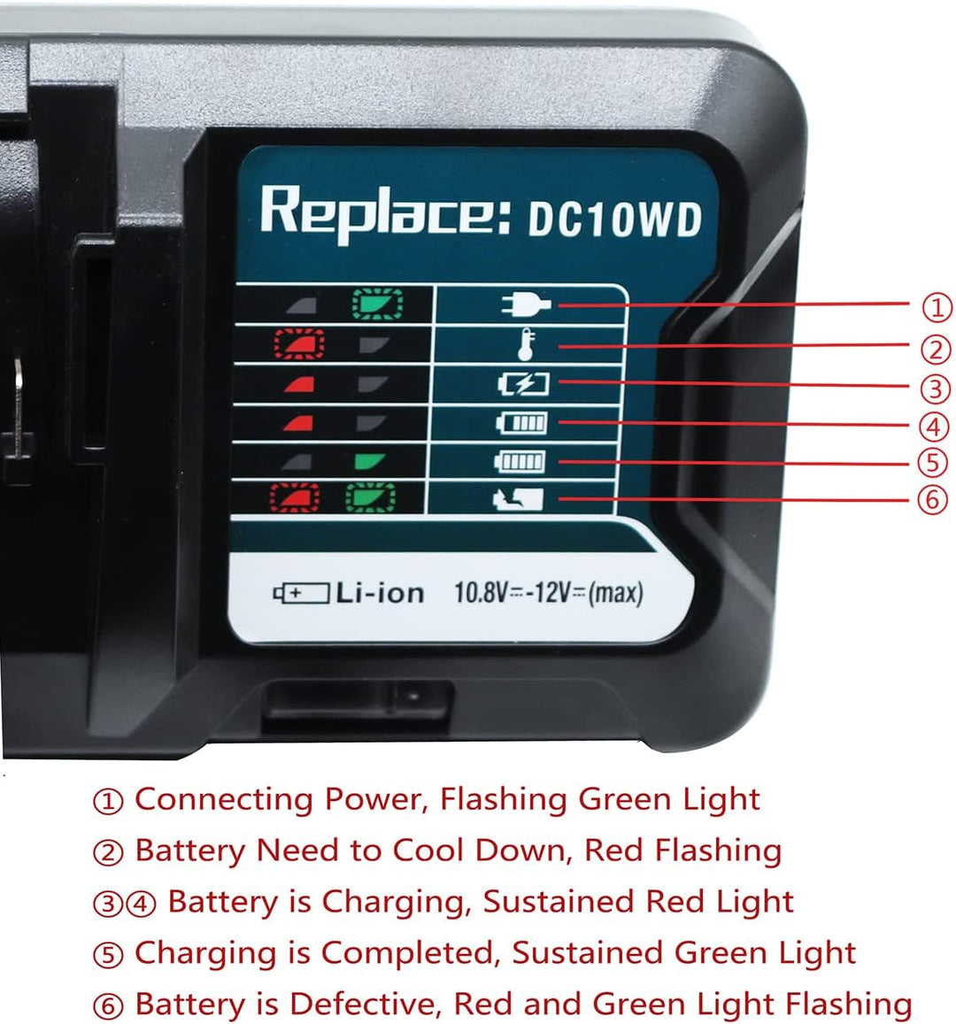 GOLEMON 12V DC10WD Ladegerät Für Akku BL1016 BL1015 BL1021B BL1041B BL1040B BL1020B Für Makita Tool