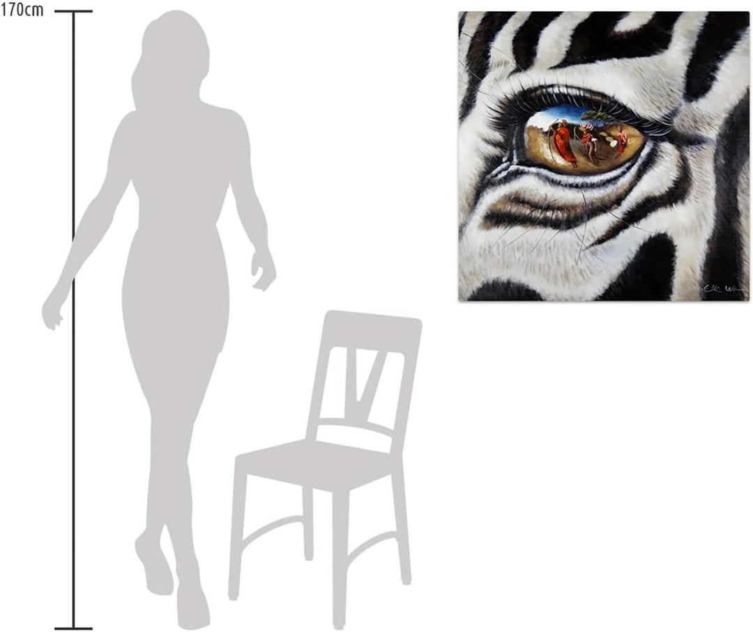 KunstLoft Leinwandbild | 100% HANDGEMALT | 80x80cm | Gemälde 'Stilles Gewissen' | Zebra | Schwarz We