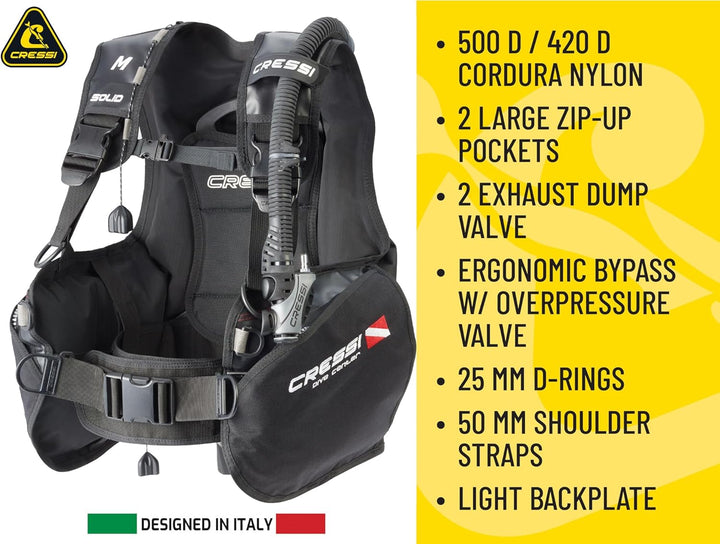 Cressi Solid Dive Center Edition Tauchjackets Gute Tarierung XXS-KID Schwarz, XXS-KID Schwarz