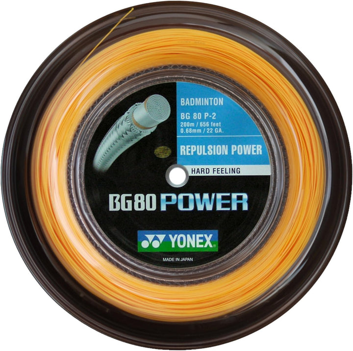 Yonex Saiten für Badmintonschläger BG80 Power, 200 m Reel Orange, Orange