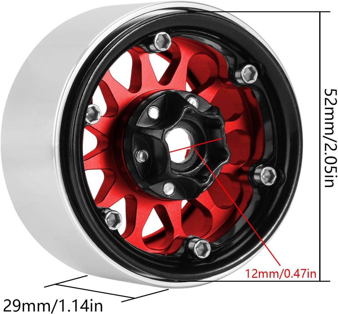 INJORA 1.9 Beadlock Felge Negativ Offset 10,4mm CNC Aluminium Rad für TRX4 SCX10 Gen8 VS4-10 1/10 RC