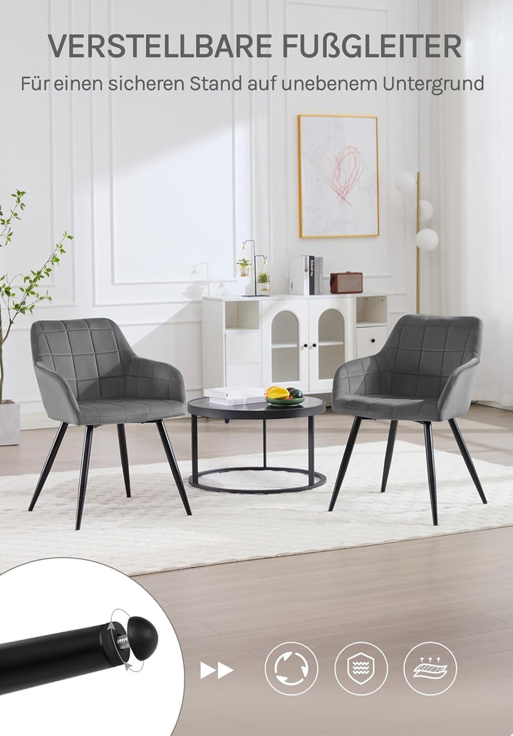 WOLTU® Esszimmerstuhl BH93dgr-1 1 Stück Küchenstuhl Polsterstuhl Wohnzimmerstuhl Sessel mit Armlehne