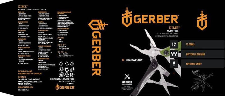 Gerber Multifunktionswerkzeug mit 12 Funktionen, Dime Pocket Multi-tool, Grün, 31-003621 Grün (EU),