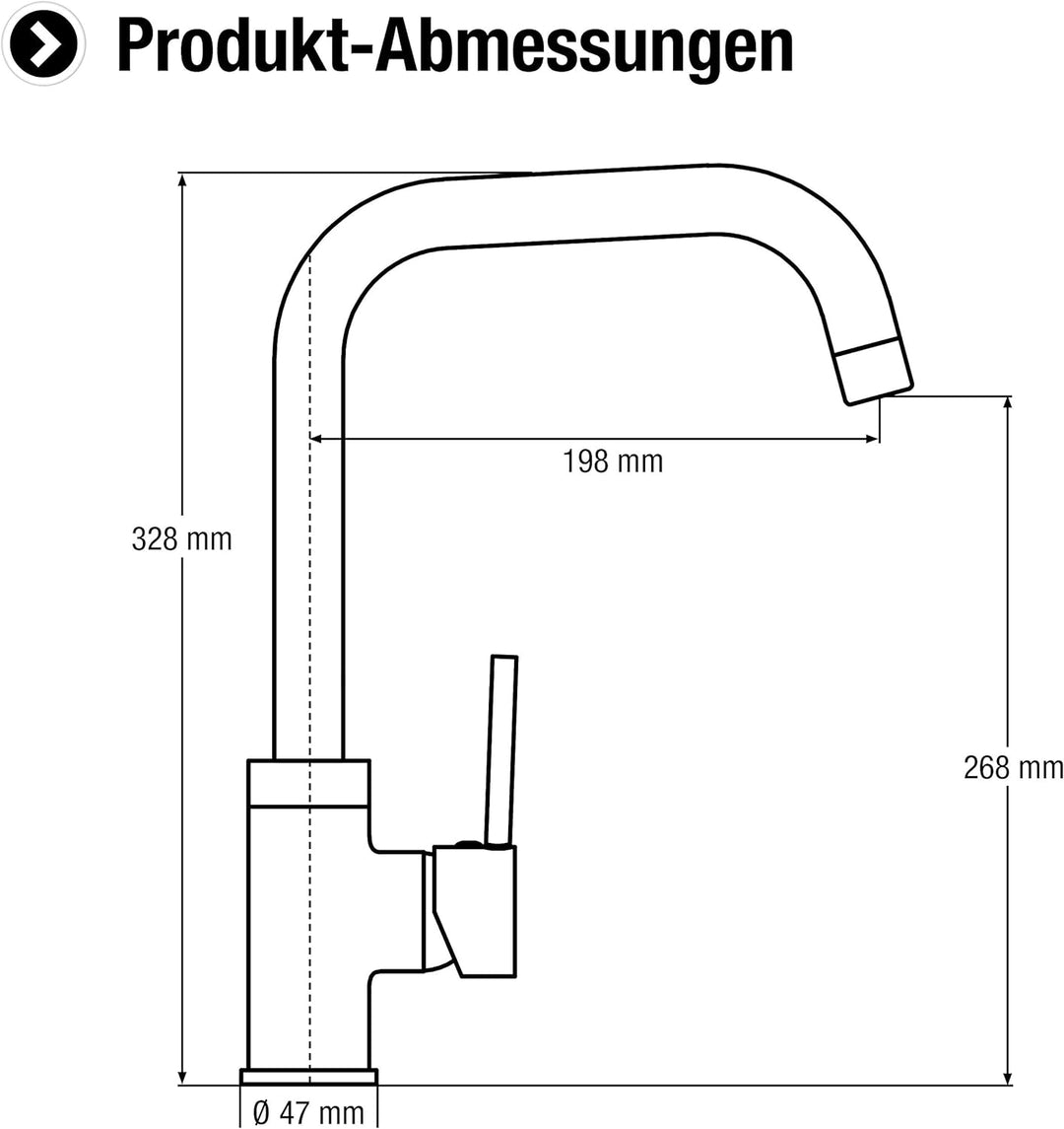 Cornat Spültisch-Einhebelarmatur "Aranda" - Hochwertiger Messingkörper - verchromt - Hoher & 360° sc