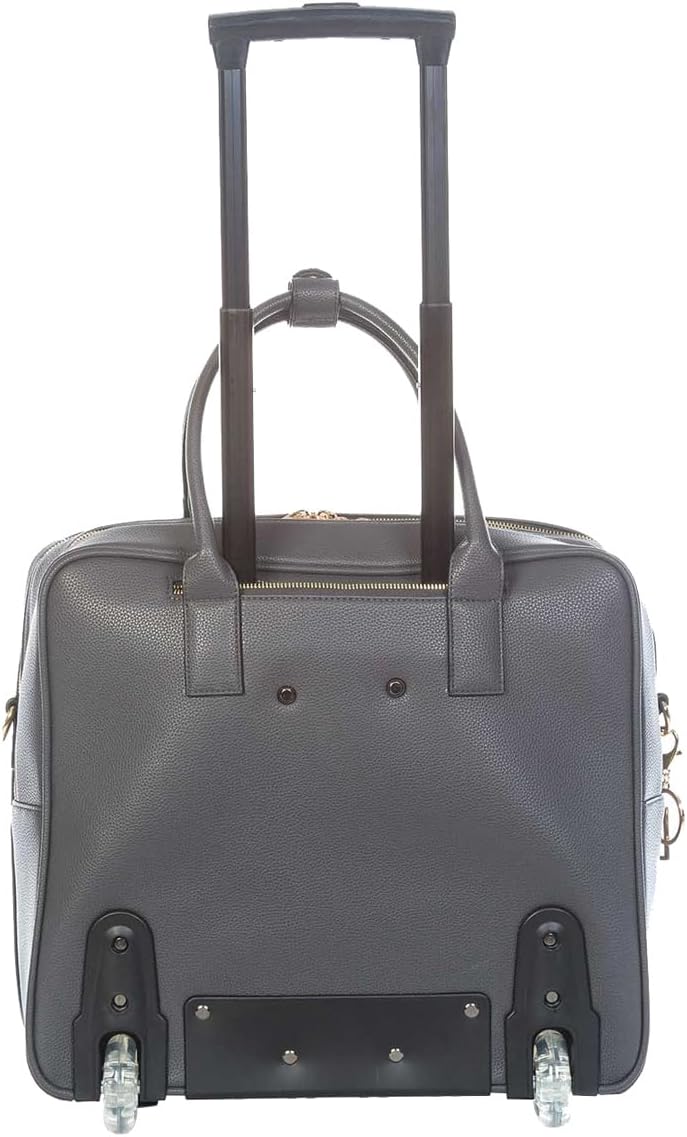 Klassische Rollen Aktentasche Trolley Damen Business Laptoptasche Grau Bowatex