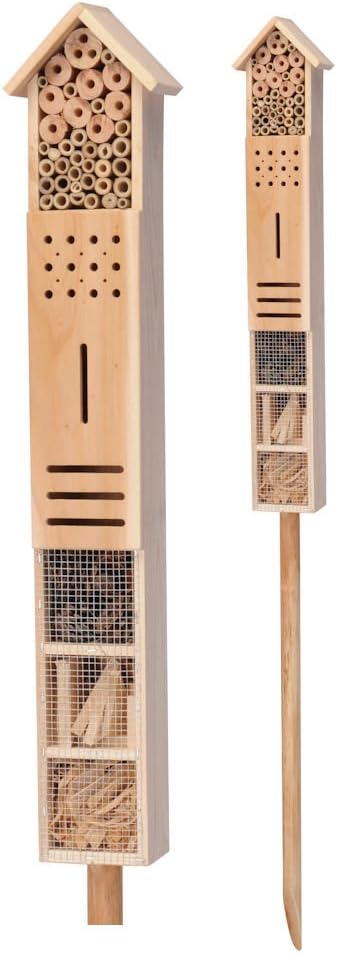 XXL Insektenhotel mit Erdspiess - 79 x 15 cm - Insektenhaus zum Stellen - Schmetterling Käfer Bienen
