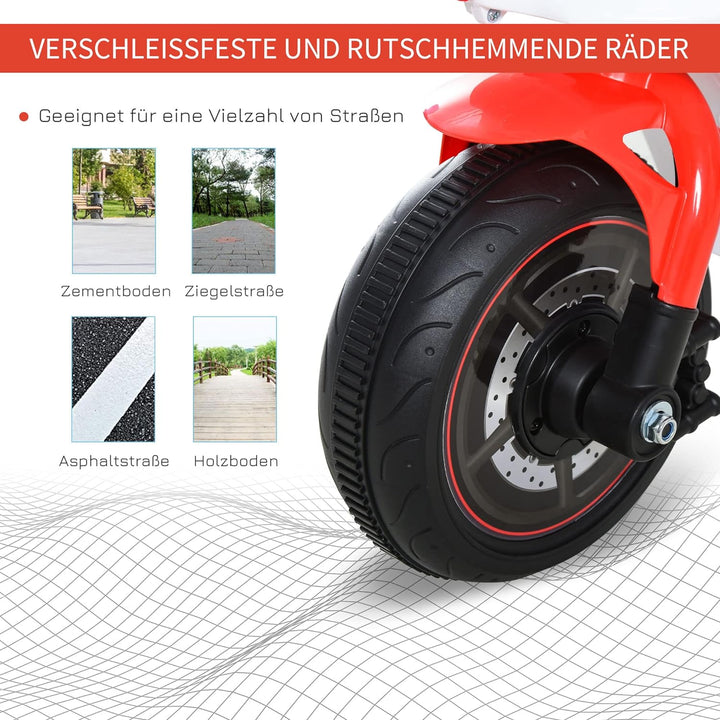 HOMCOM Rutscher Kinder-Motorad Rutscherfahrzeug Kinderfahrzeug für 18-36 Monate mit Musik Weiss 74 x