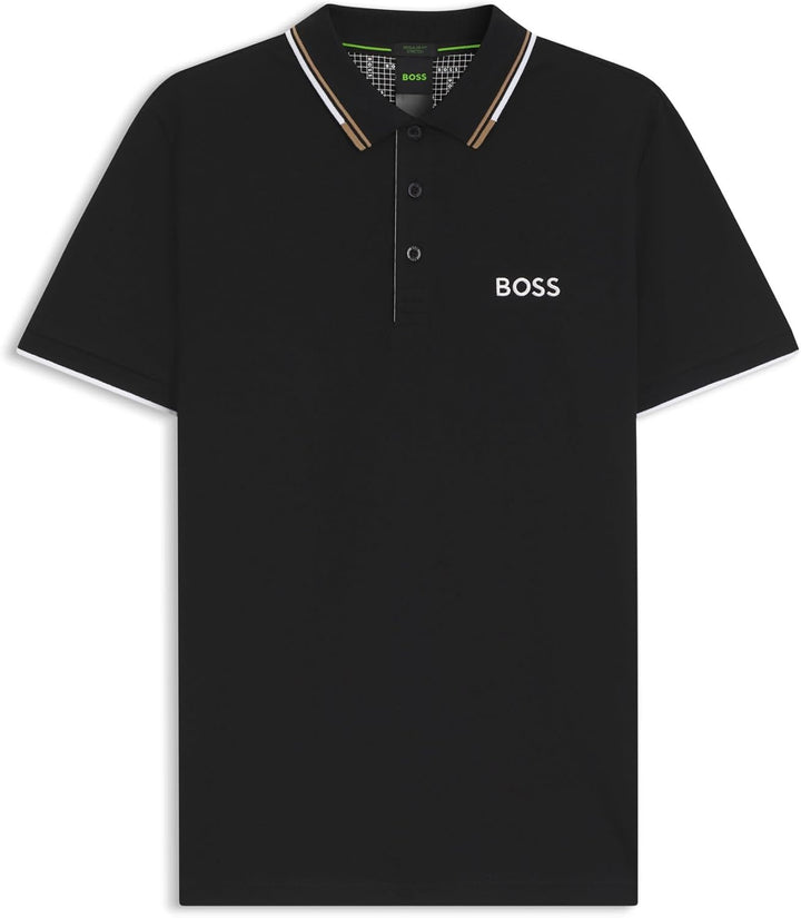 BOSS Herren Paddy Pro Poloshirt aus Baumwoll-Mix mit Kontrast-Details XS Black2, XS Black2