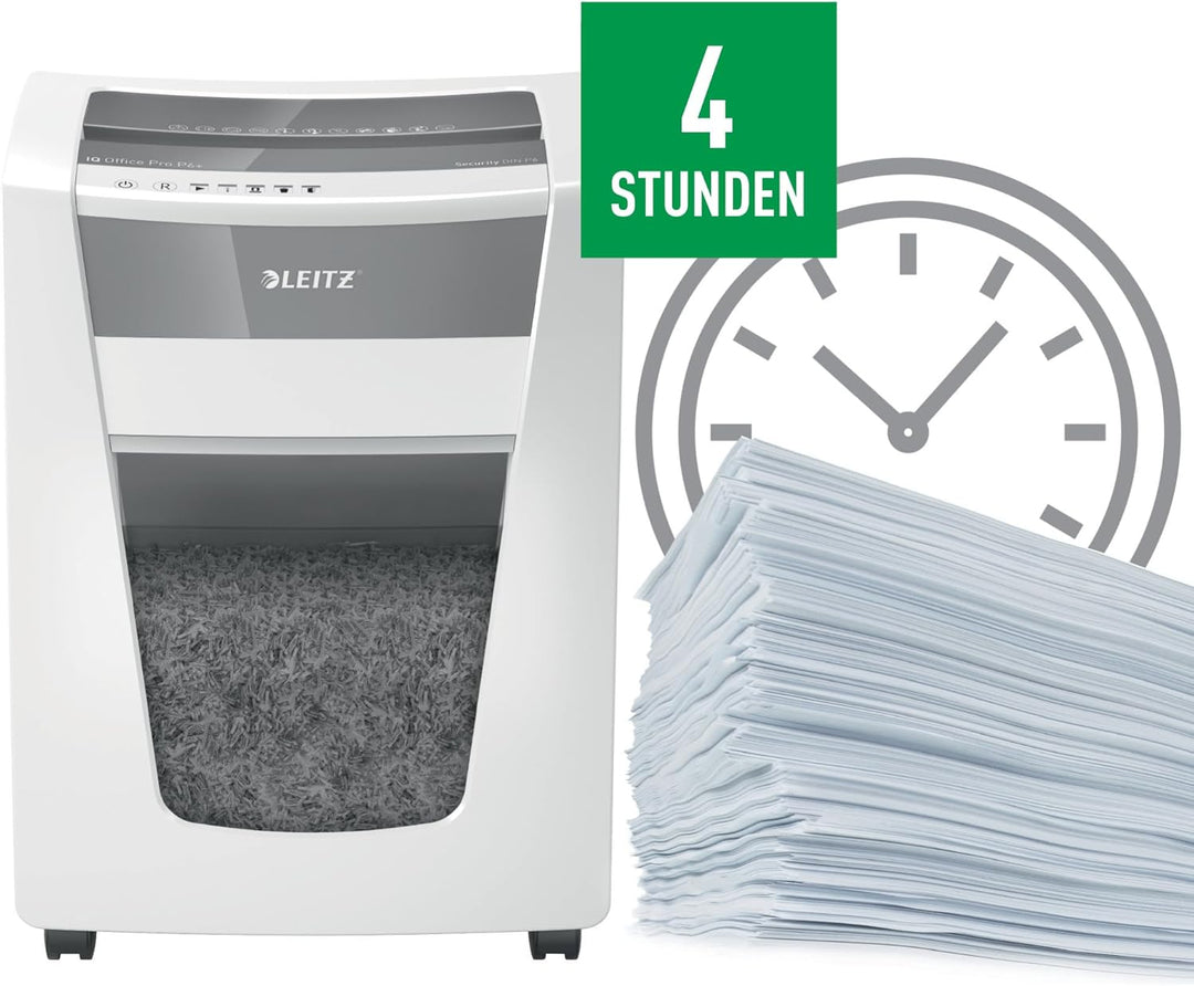 Leitz IQ Office Pro Aktenvernichter, Mikroschnitt, Sicherheitsstufe P6+, 6-5 Blatt Kapazität (70-80