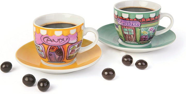 Molecuisine Kaffeetassen-Set mit Untertasse, 6 Stück Shops 90 cl mehrfarbig