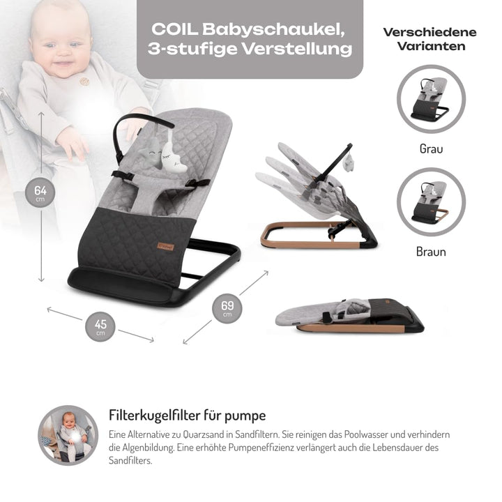 COIL Babywippe – Verstellbare, Ergonomische Baby Wippe ab Geburt bis 9 kg – Tragbare, Schaukelstuhl