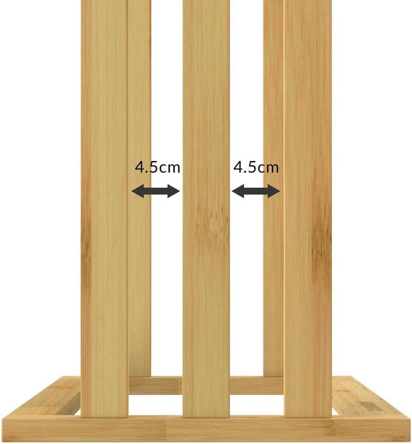 CASARIA® Handtuchhalter Stehend Bambus Holz 84 x 46 x 24 cm 3 Edelstahl Stangen Handtuchständer Frei