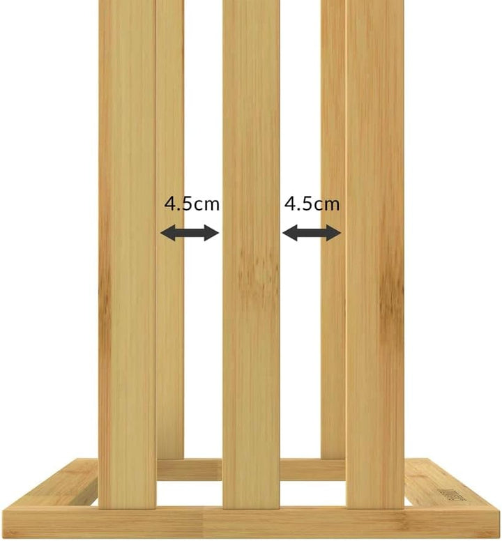 CASARIA® Handtuchhalter Stehend Bambus Holz 84 x 46 x 24 cm 3 Edelstahl Stangen Handtuchständer Frei