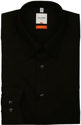 Olymp Herren Langarmhemd - Luxor Modern Fit, Gr.44, Farbe 99 schwarz