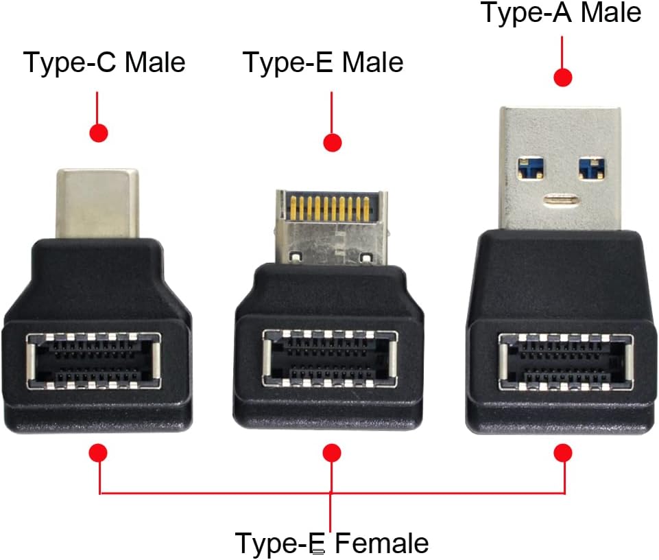 Cablecc 3pcs USB 3.1 Front Panel Header Buchse Typ-E auf Stecker Typ-A & Typ-C USB-C Motherboard Erw