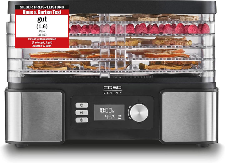 Caso DH 450 Dörrautomat, zum Trocknen und Haltbarmachen von z.B. Obst, Gemüse, Kräutern etc., Temper