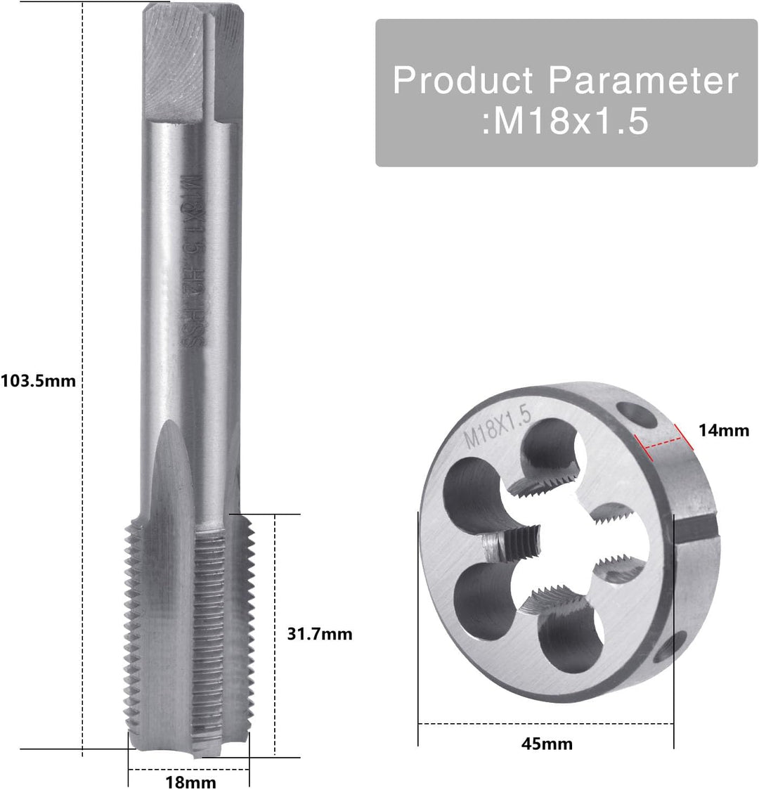 BIGP Gewindebohrer M18 X 1.5, Metrisch Gewindeschneid und Gewindeschneideisen, HSS Gewindebohrer und