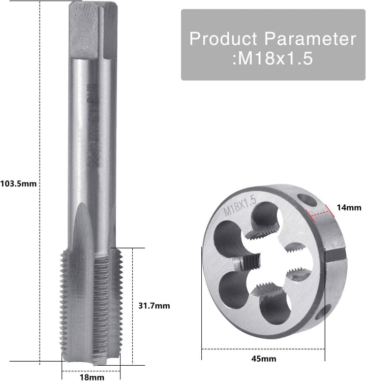 BIGP Gewindebohrer M18 X 1.5, Metrisch Gewindeschneid und Gewindeschneideisen, HSS Gewindebohrer und