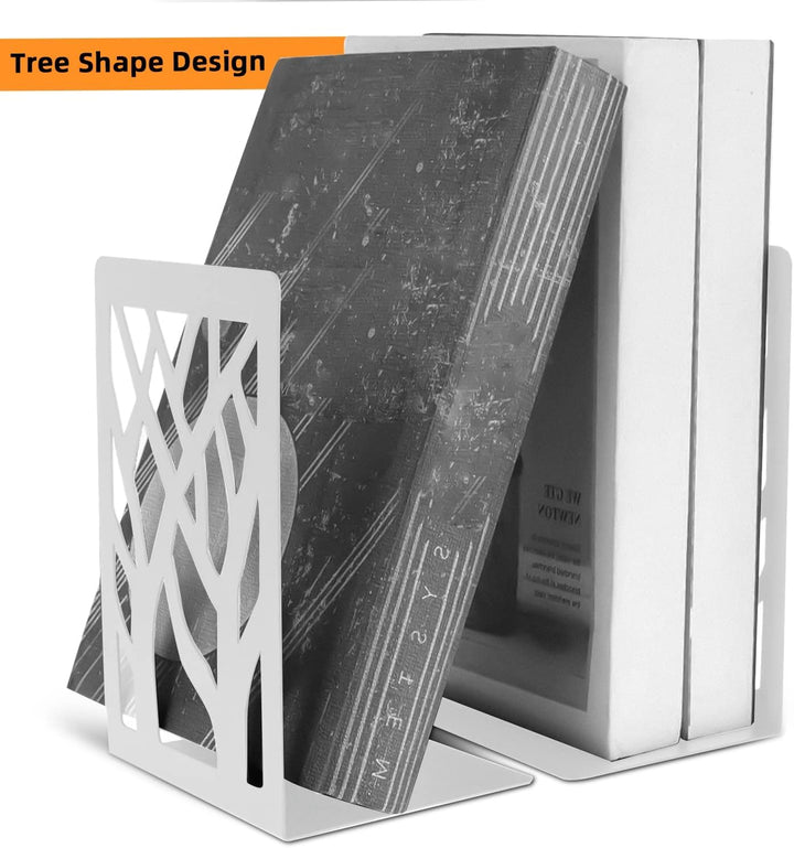 Mgood 4 Paar Buchstütze, Buchstützen Metall, Buchstützen Weiss, Bücher Halter, Bücherhalter für Rega