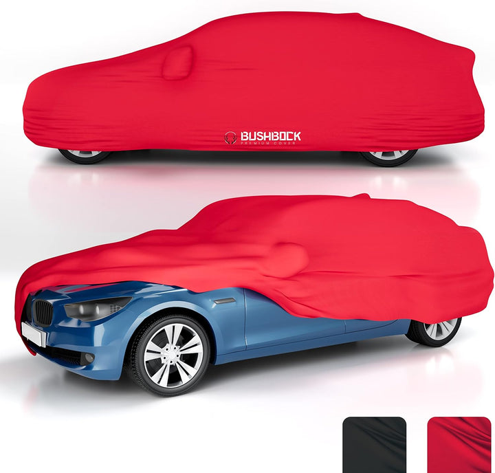 BUSHBOCK® Premium Autoabdeckung Indoor - Satin Schutzhülle Stoff - Abdeckplane Autoplane Autogarage