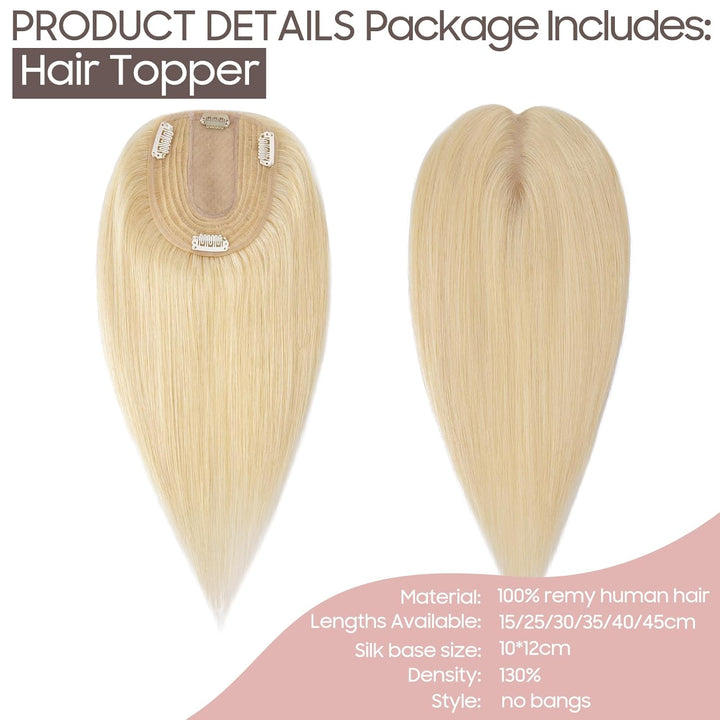 Silk-co Hair Topper Echthaar, 10x12cm Basis Toupet Damen, Haartopper Echthaar mit Remy Seide Basis,