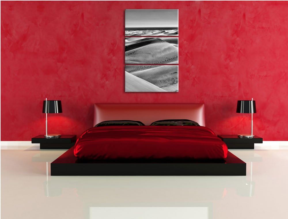 Pixxprint Wüste am Meer als Leinwandbild/Grösse: 3 Teilig (120x80) cm/Wandbild/Kunstdruck/fertig bes