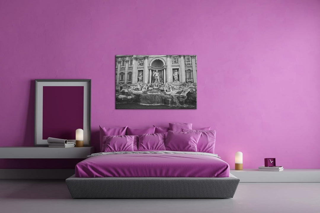 deyoli Trevi Brunnen in Rom Format: 100x70 Effekt: Schwarz&Weiss als Leinwandbild, Motiv fertig gera