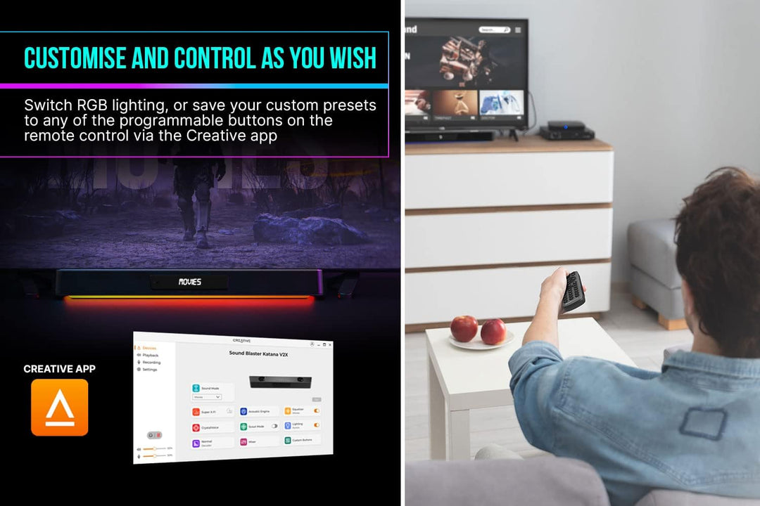 CREATIVE Sound Blaster Katana V2X, 2.1 Soundbar, HDMI ARC, USB Audio, SXFI, Optical-In