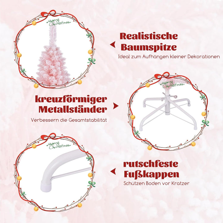 COSTWAY künstlicher Weihnachtsbaum Bleistift, 150 cm Tannenbaum mit Schnee, Christbaum mit 328 Zweig