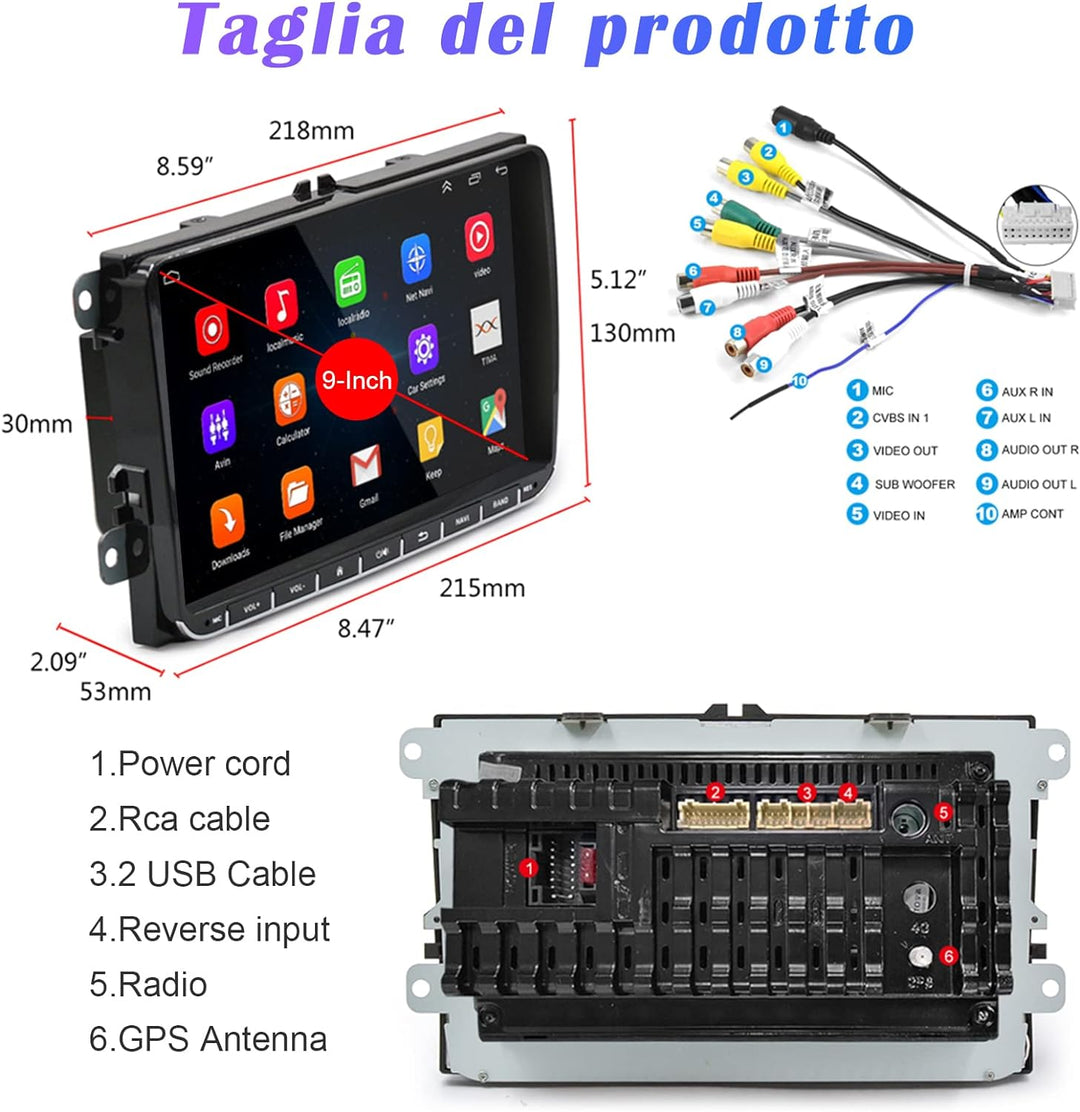 Android 10 Autoradio Wireless Carplay mit Navi Für VW Passat B6 B7 Golf 5 6 Jetta T5 POLO Touran Cad
