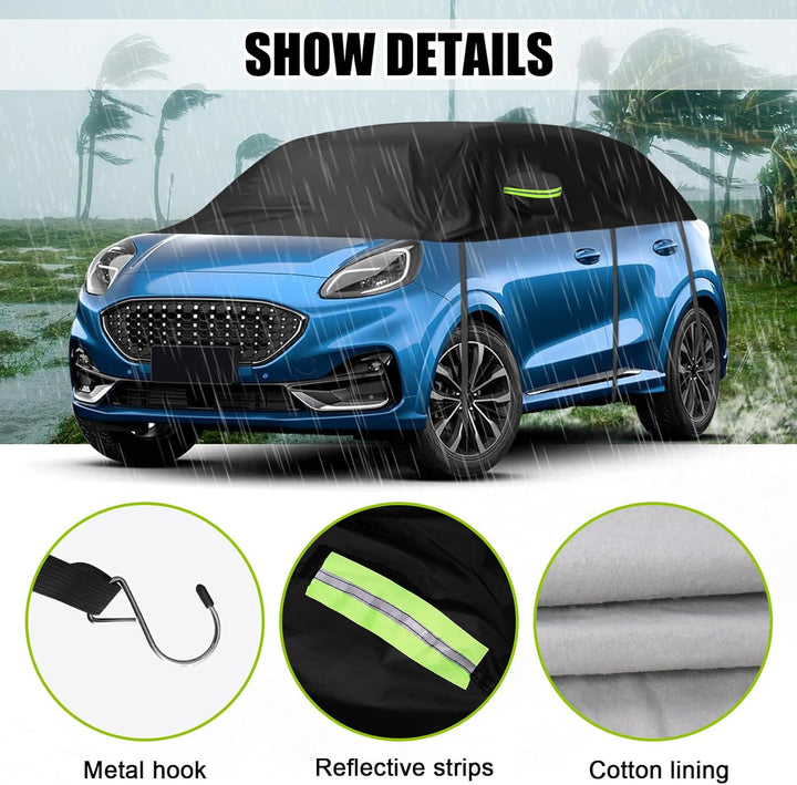 Halbe Autoabdeckung Ersatz für Ford Puma 2019-2024, Halbgarage Upgrade Verdickter Allwetter Halbabde