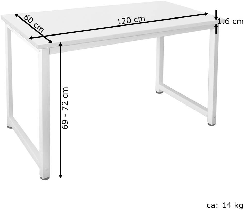 Kingpower Tisch Computertisch PC Schreibtisch Bürotisch 120 x 60 cm Auswahl, Farbe:Schwarz/Weiss Sch