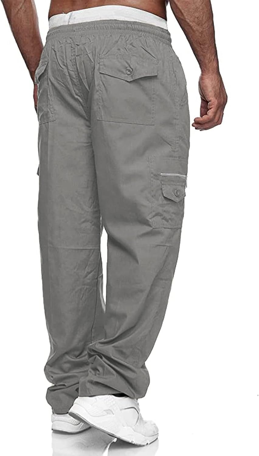Jolicloth Cargohose Herren Baumwolle Outdoorhose Lange Baggy Hose Casual Freizeithose Pants M Hell G