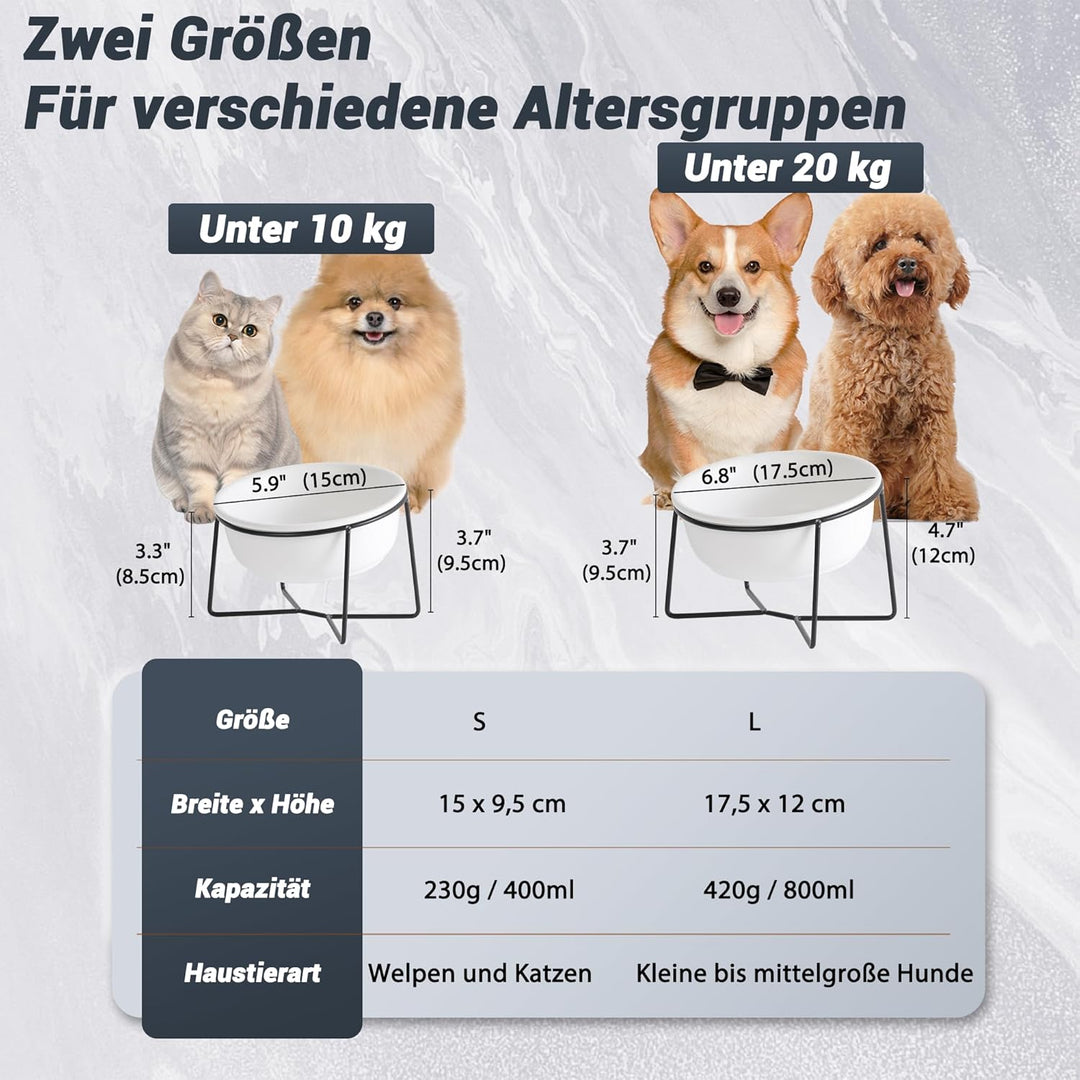 Hundenapf Keramik - Futternapf Hund Katzennapf - Futterstation Hund Katzen Erhöht mit Ständer - Fres