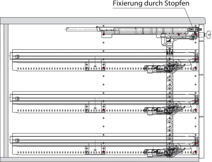 Hettich 20711 Systema TOP 2000 Container-Set Silent System, Teilauszug, ET 530 mm, alu, Aluminium, A