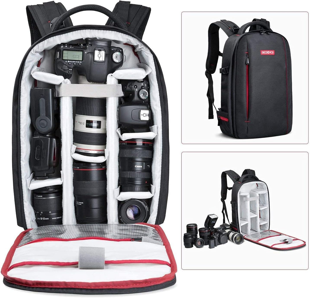 Beschoi Fotorucksack wasserdicht Kameratasche Kamerarucksack mit Laptopfach für Canon Sony Nikon Oly