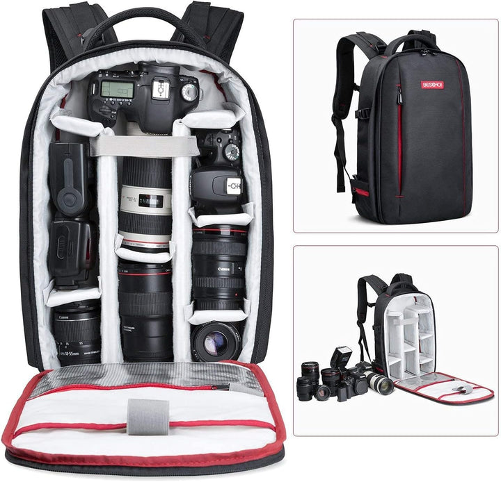 Beschoi Fotorucksack wasserdicht Kameratasche Kamerarucksack mit Laptopfach für Canon Sony Nikon Oly