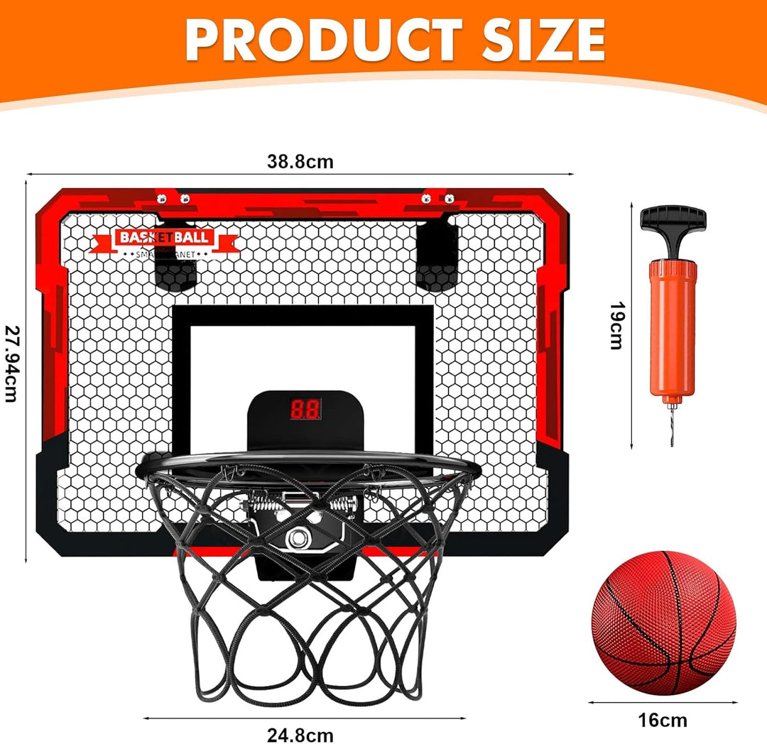 UCAMP Mini Basketballkorb Indoor,Basketballkorb Kinder,mit 4 Ball und 2 Netze u Anzeigetafel,über di