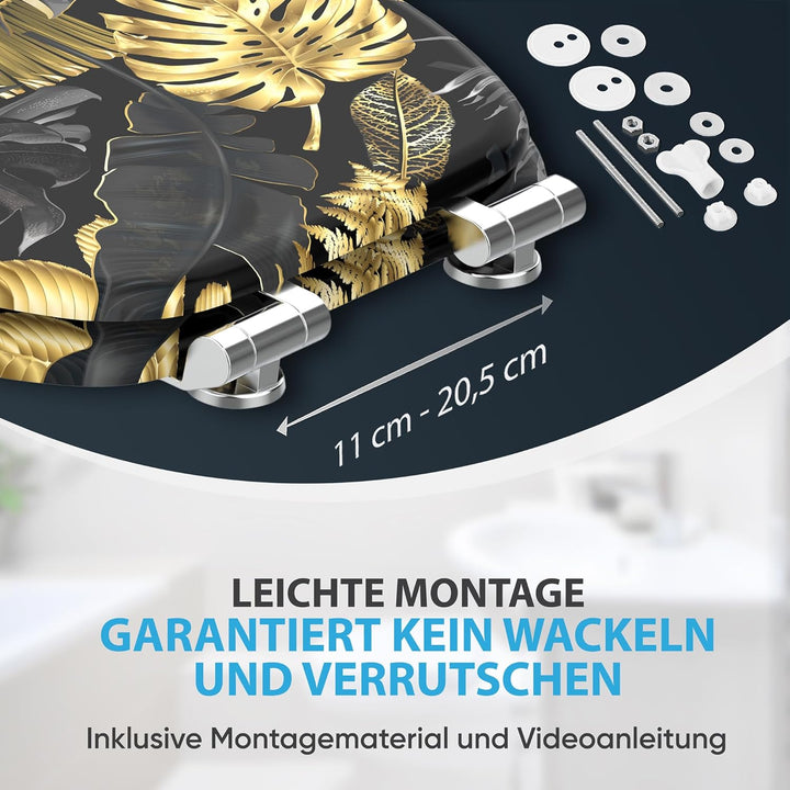 Sanilo WC Sitz mit Absenkautomatik, viele schöne schwarze Toilettendeckel zur Auswahl, hochwertige u