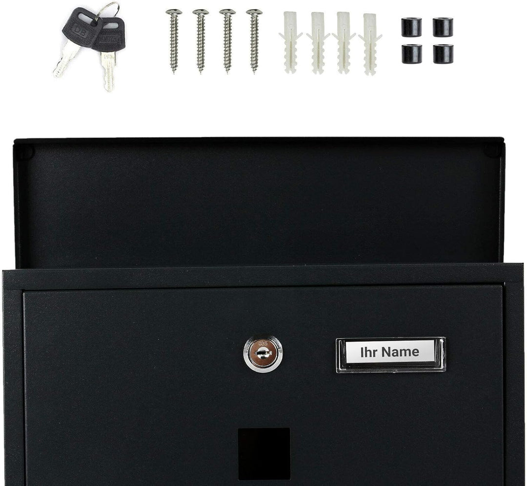 VERDA Briefkasten Wandbriefkasten Zeitungsrolle Designer Postkasten (Schwarz Matt SN3671), Schwarz M