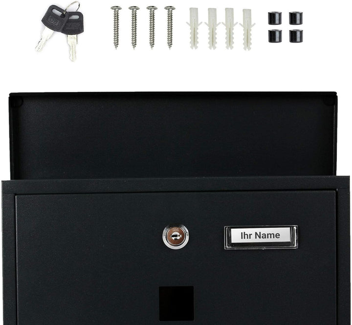 VERDA Briefkasten Wandbriefkasten Zeitungsrolle Designer Postkasten (Schwarz Matt SN3671), Schwarz M