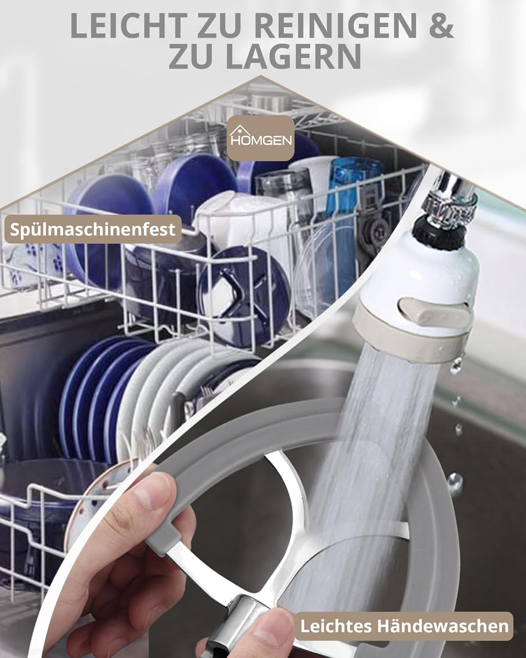 HOMGEN Flachrührer-Aufsatz aus Edelstahl für KitchenAid 4,5-5 Quart Kitchenaid Standmixer mit kippba