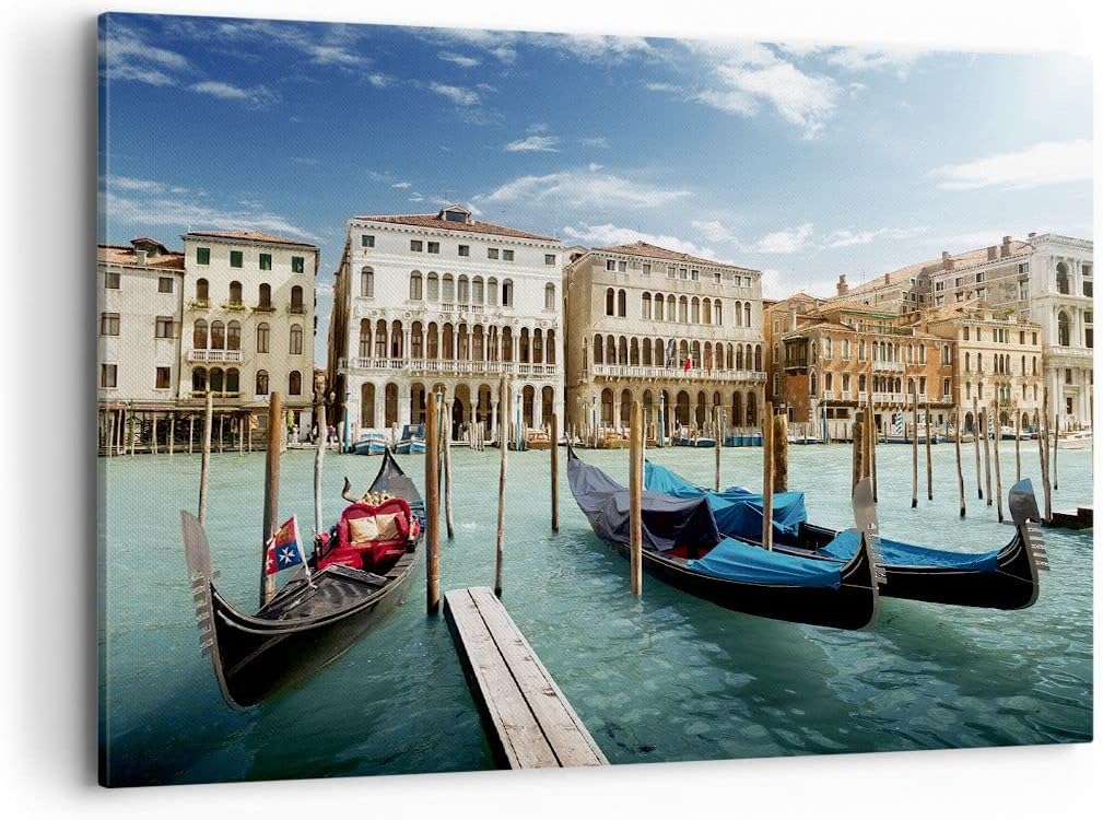 Bilder auf Leinwand 100x70cm Leinwandbild Architektur venedig italien gondel Gross Wanddeko Bild Sch