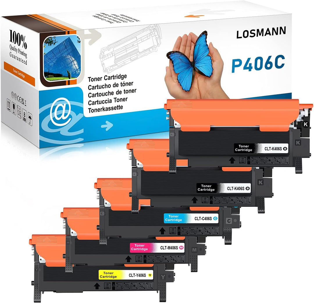 LOSMANN 5X Toner Kompatibel für Samsung CLT-406S CLP-360 / CLT-K406S CLT-C406S CLT-M406S CLT-Y406S f