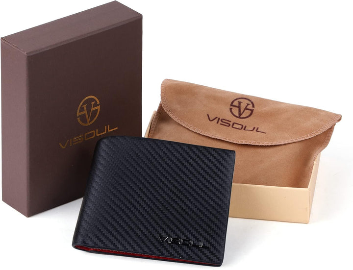 VISOUL Leder Geldbörse Herren mit ID-Fenster & RFID Schutz I Echtleder Geldbeutel für Männer I Porte