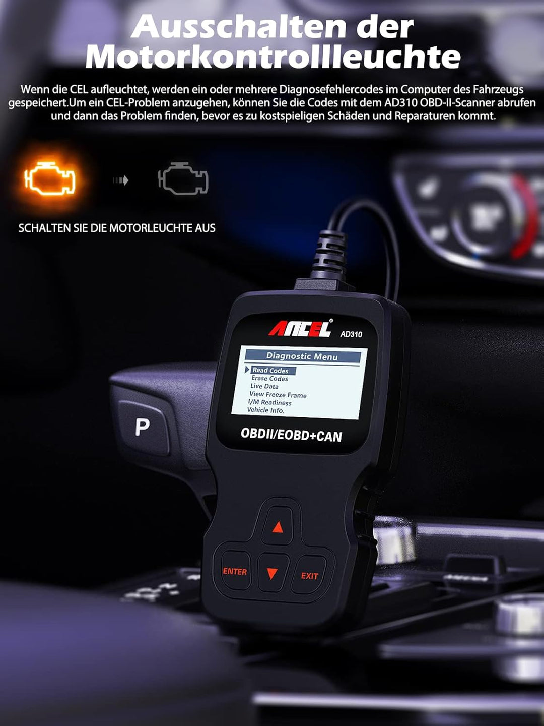 ANCEL AD310 OBD2 Diagnosegerät Auto, Auslesegerät Auto OBD-II Diagnosewerkzeuge Motor Fehlercodelese