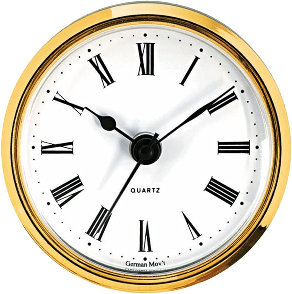 Einsteckwerk, Quarz, weisses Zifferblatt, Acrylglas, Metallgehäuse, Birnen-Zeiger Lünette: 65 mm Röm